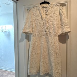 Zara dress lace embellished buttons rhinestone shortsleeve classic blogger fave